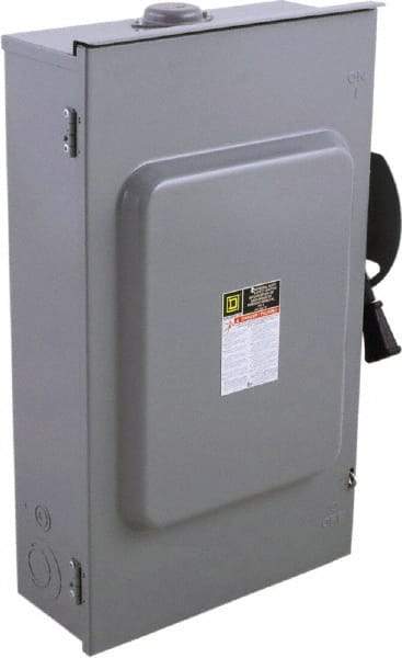 Square D - 200 Amp, 240 V, 3 Pole Nonfused Safety Switch - NEMA 3R, 15 hp at 240 VAC (Single Phase), 60 hp at 240 VAC (Triple Phase), 3PST Contact Form - USA Tool & Supply