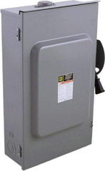 Square D - 200 Amp, 240 V, 2 Pole Fused Safety Switch - NEMA 3R, 15 hp at 240 VAC (Single Phase), 60 hp at 240 VAC (Triple Phase), DPST Contact Form - USA Tool & Supply