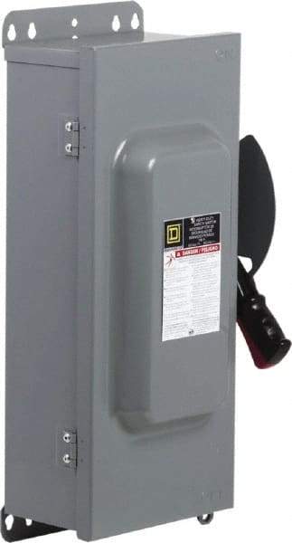Square D - 100 Amp, 600 VAC/VDC, 3 Pole Nonfused Safety Switch - NEMA 12 & 3R, 40 hp at 600 VAC, 50 hp at 600 VDC (Single Phase), 100 hp at 600 VAC, 50 hp at 600 VDC (Triple Phase) - USA Tool & Supply