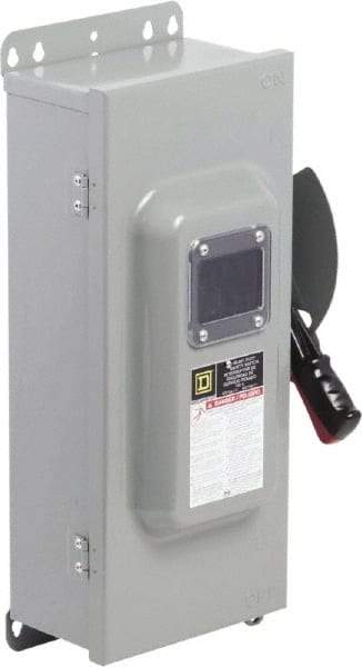 Square D - 100 Amp, 600 VAC/VDC, 3 Pole Nonfused Safety Switch - NEMA 12 & 3R, 40 hp at 600 VAC, 50 hp at 600 VDC (Single Phase), 100 hp at 600 VAC, 50 hp at 600 VDC (Triple Phase) - USA Tool & Supply