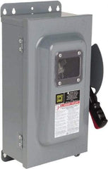 Square D - 60 Amp, 600 VAC, 600 VDC, 3 Pole Fused Safety Switch - NEMA 12 & 3R, 20 hp at 480 VDC (Single Phase), 50 hp at 600 VAC, 30 hp at 600 VDC (Triple Phase) - USA Tool & Supply