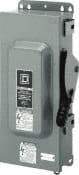 Square D - 100 Amp, 600 VAC/VDC, 3 Pole Fused Safety Switch - NEMA 12 & 3R, 30 hp at 480 VAC (Single Phase), 75 hp at 600 VAC, 50 hp at 600 VDC (Triple Phase), 3PST Contact Form - USA Tool & Supply