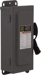 Square D - 30 Amp, 240 VAC, 250 VDC, 2 Pole Fused Safety Switch - NEMA 12 & 3R, 0.5 hp at 120 VAC, 1.5 hp at 240 VAC, 3 hp at 240 VAC Max (Single Phase), 3 hp at 240 VAC (std) 7.5 hp at 240 VAC (Max) 5 hp at 250VDC (Triple Phase), DPST Contact Form - USA Tool & Supply