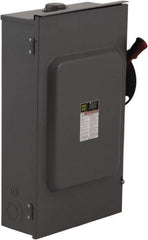 Square D - 200 Amp, 240 VAC, 250 VDC, 2 Pole Fused Safety Switch - NEMA 3R, 15 hp at 240 VAC (Single Phase), 60 hp at 240 VAC, 40 hp at 250 VDC (Triple Phase), DPST Contact Form - USA Tool & Supply