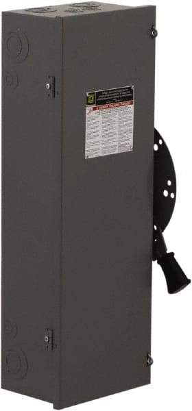 Square D - 100 Amp, 240 VAC, 250 VDC, 3 Pole Nonfused Safety Switch - NEMA 1, 15 hp at 240 VAC, 20 hp at 250 VDC (Single Phase), 30 hp at 240 VAC, 20 hp at 250 VDC (Triple Phase), 3PDT Contact Form - USA Tool & Supply