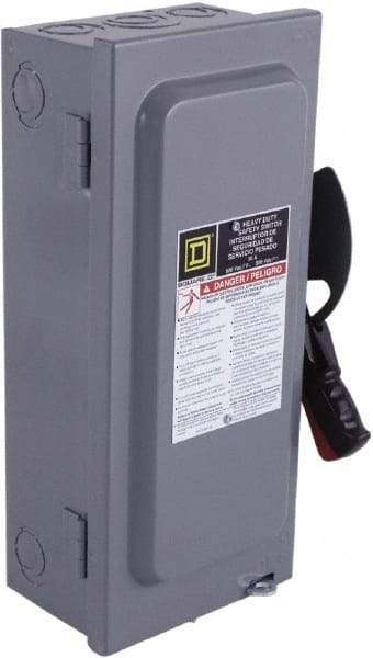 Square D - 100 Amp, 600 VAC/VDC, 4 Pole Nonfused Safety Switch - NEMA 1, 75 hp at 600 VAC, 50 hp at 600 VDC (Triple Phase), 4PST Contact Form - USA Tool & Supply