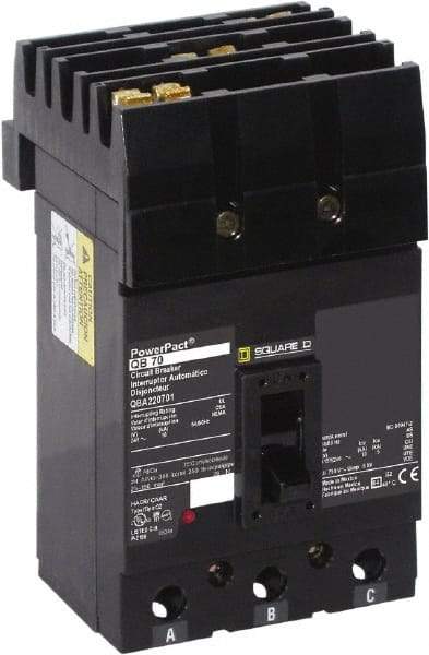 Square D - 200 Amp, 240 VAC, 2 Pole, Plug In Molded Case Circuit Breaker - Thermal Magnetic Trip, 10 kA at 240 VAC Breaking Capacity, 4 AWG - USA Tool & Supply