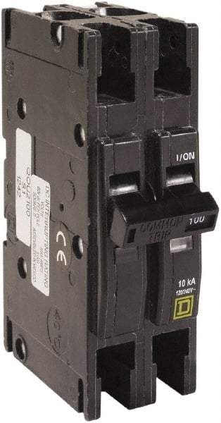 Square D - 100 Amp, 240 VAC, 2 Pole, Panel Mount Miniature Circuit Breaker - 12-2/0 AWG - USA Tool & Supply