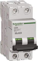 Schneider Electric - 1 Amp, 2 Pole, DIN Rail Mount Standard Circuit Breaker - Multiple Breaking Capacity Ratings, 14-4 (Copper) AWG, 3 Inch Deep x 3.19 Inch High x 1.42 Inch Wide - USA Tool & Supply