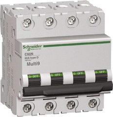 Schneider Electric - 16 Amp, 480Y/277 V, 4 Pole, DIN Rail Mount Miniature Circuit Breaker - Thermal Magnetic Trip - USA Tool & Supply
