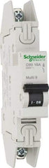 Schneider Electric - 15 Amp, 125 VDC, 240 VAC, 60 VDC, 1 Pole, DIN Rail Mount, Fixed Mount Miniature Circuit Breaker - Thermal Magnetic Trip, Multiple Breaking Capacity Ratings, 73mm Deep x 123mm High x 18mm Wide - USA Tool & Supply
