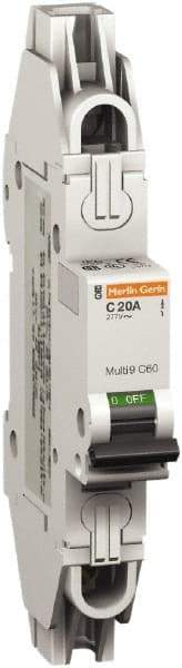 Schneider Electric - 15 Amp, 277 VAC, 1 Pole, Miniature Circuit Breaker - Thermal Magnetic Trip, 10 kA at 277 VAC Breaking Capacity, 74mm Deep x 141mm High x 18mm Wide - USA Tool & Supply