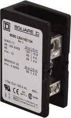 Square D - 1 Pole, 135 (Aluminium), 175 (Copper) Amp, Phenolic Power Distribution Block - 600 VAC, 1 Primary Connection - USA Tool & Supply