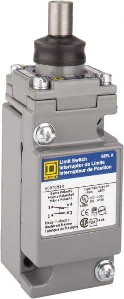Square D - SPDT, NC/NO, 600 Volt Screw Terminal, Plunger Actuator, General Purpose Limit Switch - 1, 2, 4, 6, 12, 13, 6P NEMA Rating, IP67 IPR Rating - USA Tool & Supply