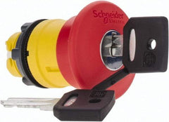 Schneider Electric - 22mm Mount Hole, Extended Mushroom Head, Pushbutton Switch Only - Round, Red Pushbutton, Maintained (MA), Momentary (MO) - USA Tool & Supply