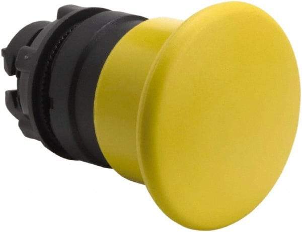 Schneider Electric - 22mm Mount Hole, Extended Mushroom Head, Pushbutton Switch Only - Round, Yellow Pushbutton, Nonilluminated, Momentary (MO) - USA Tool & Supply