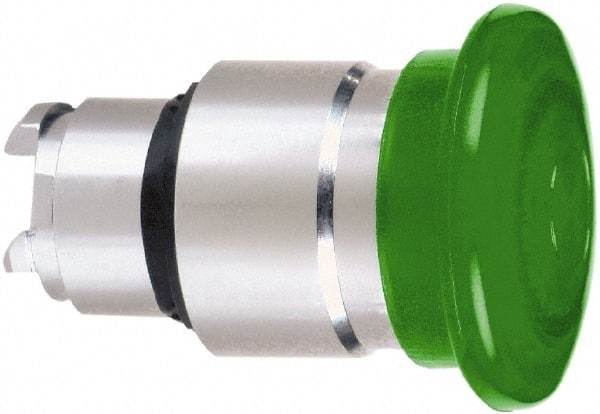 Schneider Electric - 22mm Mount Hole, Extended Mushroom Head, Pushbutton Switch Only - Round, Green Pushbutton, Nonilluminated, Momentary (MO) - USA Tool & Supply