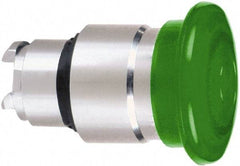Schneider Electric - 22mm Mount Hole, Extended Mushroom Head, Pushbutton Switch Only - Round, Green Pushbutton, Nonilluminated, Maintained (MA) - USA Tool & Supply