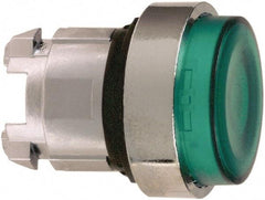Schneider Electric - 22mm Mount Hole, Extended Straight, Pushbutton Switch Only - Round, Green Pushbutton, Nonilluminated, Momentary (MO) - USA Tool & Supply