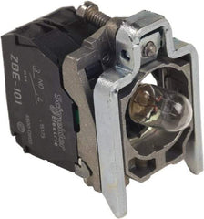 Schneider Electric - Pushbutton Switch Mounting Collar with Contact Block & Light Module - BA 9s Lamp - USA Tool & Supply