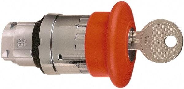 Schneider Electric - 22mm Mount Hole, Extended Mushroom Head, Pushbutton Switch Only - Round, Red Pushbutton, Maintained (MA), Momentary (MO) - USA Tool & Supply