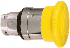 Schneider Electric - 22mm Mount Hole, Extended Mushroom Head, Pushbutton Switch Only - Round, Yellow Pushbutton, Nonilluminated, Maintained (MA) - USA Tool & Supply