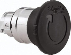 Schneider Electric - 22mm Mount Hole, Extended Mushroom Head, Pushbutton Switch Only - Round, Black Pushbutton, Nonilluminated, Maintained (MA) - USA Tool & Supply