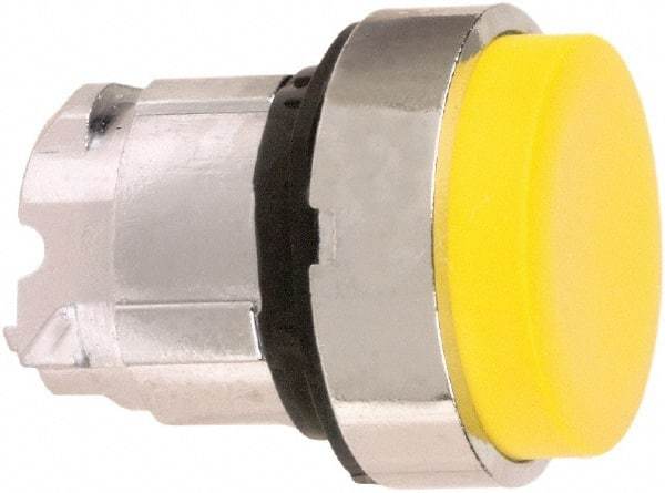 Schneider Electric - 22mm Mount Hole, Extended Straight, Pushbutton Switch Only - Round, Yellow Pushbutton, Nonilluminated, Momentary (MO) - USA Tool & Supply