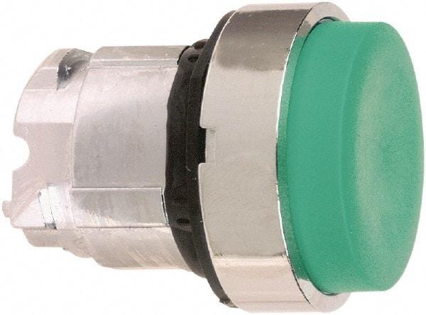 Schneider Electric - 22mm Mount Hole, Extended Straight, Pushbutton Switch Only - Round, Green Pushbutton, Maintained (MA) - USA Tool & Supply