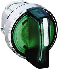Schneider Electric - 22mm Mount Hole, 3 Position, Handle Operated, Selector Switch - Green, Momentary (MO), Illuminated, Shock, Vibration and Water Resistant - USA Tool & Supply