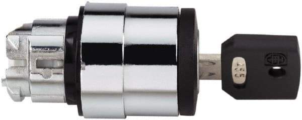 Schneider Electric - 22mm Mount Hole, 3 Position, Key Operated, Selector Switch - Black, Momentary (MO), Nonilluminated, Shock, Vibration and Water Resistant - USA Tool & Supply
