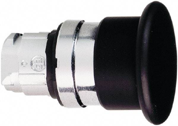Schneider Electric - 22mm Mount Hole, Extended Mushroom Head, Pushbutton Switch Only - Round, Black Pushbutton, Nonilluminated, Momentary (MO) - USA Tool & Supply