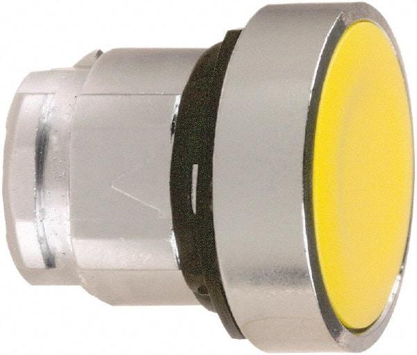 Schneider Electric - 22mm Mount Hole, Flush, Pushbutton Switch Only - Round, Yellow Pushbutton, Maintained (MA) - USA Tool & Supply