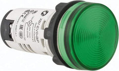 Schneider Electric - 24 V Green Lens LED Pilot Light - Round Lens, Screw Clamp Connector, 29mm Wide - USA Tool & Supply