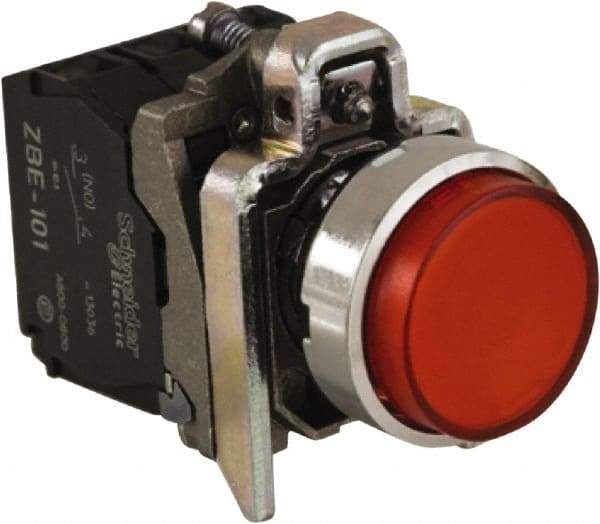 Schneider Electric - 0.87 Inch Mount Hole, Extended Straight, Pushbutton Switch - Round, Red Pushbutton, Illuminated, Momentary (MO), Anticorrosive, Dust Resistant and Vaportight - USA Tool & Supply