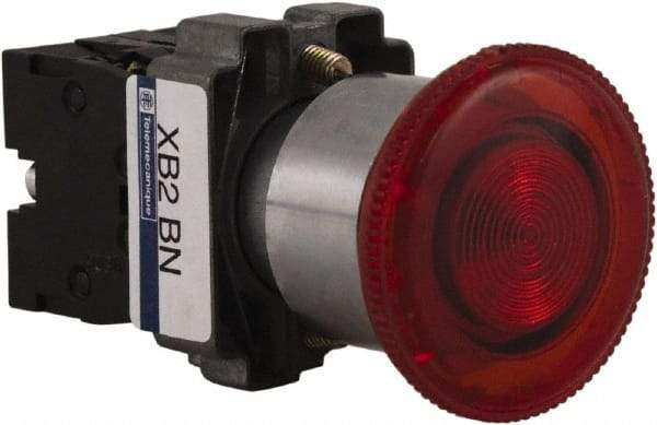 Schneider Electric - 22mm Mount Hole, Extended Mushroom Head, Pushbutton Switch Only - Round, Red Pushbutton, Maintained (MA), Momentary (MO), On-Off-On - USA Tool & Supply