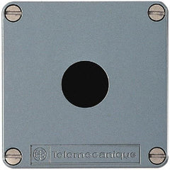 Schneider Electric - 1 Hole, 22mm Hole Diameter, Zinc Alloy Pushbutton Switch Enclosure - 80mm High x 80mm Wide x 49mm Deep - USA Tool & Supply