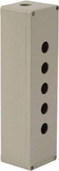 Schneider Electric - 5 Hole, 1.58 Inch Hole Diameter, Aluminum Pushbutton Switch Enclosure - 12.2 Inch High x 3.35 Inch Wide x 3.03 Inch Deep, 4, 13 NEMA Rated - USA Tool & Supply