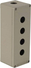 Schneider Electric - 4 Hole, 1.58 Inch Hole Diameter, Zinc Alloy Pushbutton Switch Enclosure - 8.66 Inch High x 3.15 Inch Wide x 3.03 Inch Deep, 4, 13 NEMA Rated - USA Tool & Supply