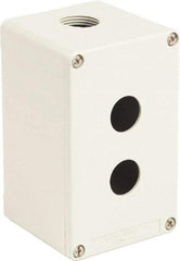 Schneider Electric - 2 Hole, 1.58 Inch Hole Diameter, Zinc Alloy Pushbutton Switch Enclosure - 5.12 Inch High x 3.15 Inch Wide x 3.03 Inch Deep, 4, 13 NEMA Rated - USA Tool & Supply