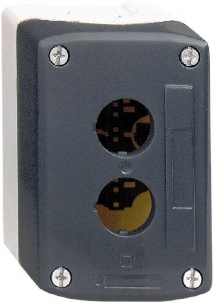 Schneider Electric - 2 Hole, 22mm Hole Diameter, Polycarbonate Pushbutton Switch Enclosure - 13, 4X NEMA Rated - USA Tool & Supply