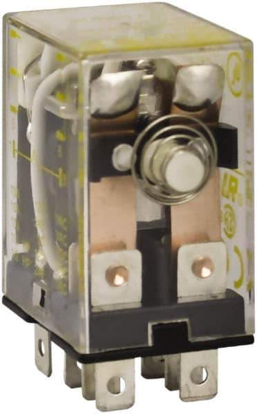 Square D - 1/2 hp at 240 Volt & 1/3 hp at 120 Volt, Electromechanical Plug-in General Purpose Relay - 10 Amp at 240 VAC, DPDT, 24 VAC at 50/60 Hz - USA Tool & Supply