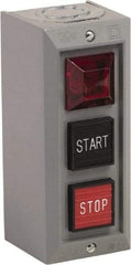 Schneider Electric - 3 Operator, Projecting Pushbutton Control Station - Start, Stop (Legend), Momentary Switch, NO/NC Contact, NEMA 1 - USA Tool & Supply