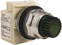 Schneider Electric - 30mm Mount Hole, Extended Straight, Pushbutton Switch Only - Round, Green Pushbutton, Momentary (MO), Weatherproof, Dust and Oil Resistant - USA Tool & Supply