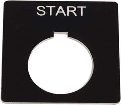 Schneider Electric - Square, Plastic Legend Plate - Start - Black Background, White Letters, 1.2 Inch Hole Diameter, 2-1/4 Inch Square - USA Tool & Supply