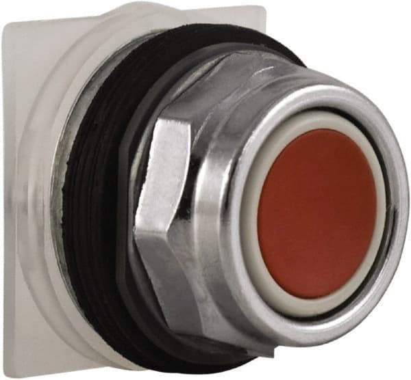 Schneider Electric - 30mm Mount Hole, Extended Straight, Pushbutton Switch Only - Round, Red Pushbutton, Momentary (MO), Weatherproof, Dust and Oil Resistant - USA Tool & Supply