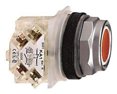 Schneider Electric - 30mm Mount Hole, Flush, Pushbutton Switch with Contact Block - Octagon, Red Pushbutton, Momentary (MO) - USA Tool & Supply