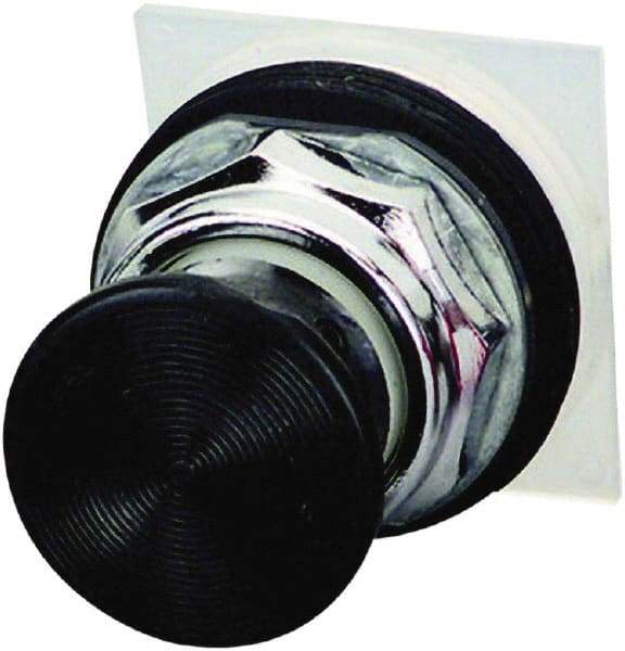 Schneider Electric - 30mm Mount Hole, Extended Straight, Pushbutton Switch Only - Round, Black Pushbutton, Momentary (MO), Weatherproof, Dust and Oil Resistant - USA Tool & Supply