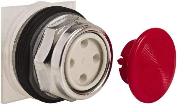 Schneider Electric - 30mm Mount Hole, Extended Straight, Pushbutton Switch Only - Round, Red Pushbutton, Momentary (MO), Weatherproof, Dust and Oil Resistant - USA Tool & Supply