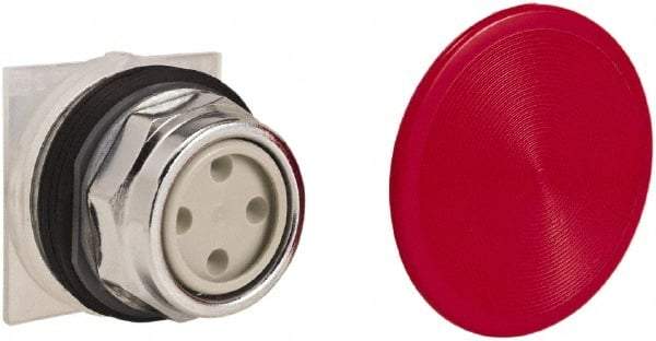 Schneider Electric - 30mm Mount Hole, Extended Straight, Pushbutton Switch Only - Round, Red Pushbutton, Momentary (MO), Weatherproof, Dust and Oil Resistant - USA Tool & Supply